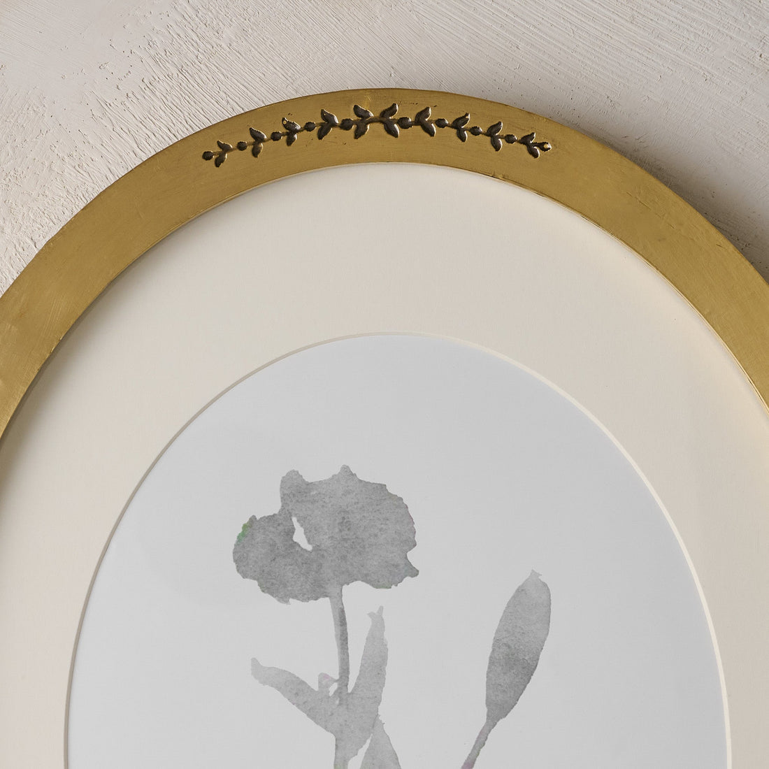 Floral Antique Brass Oval Picture Frame