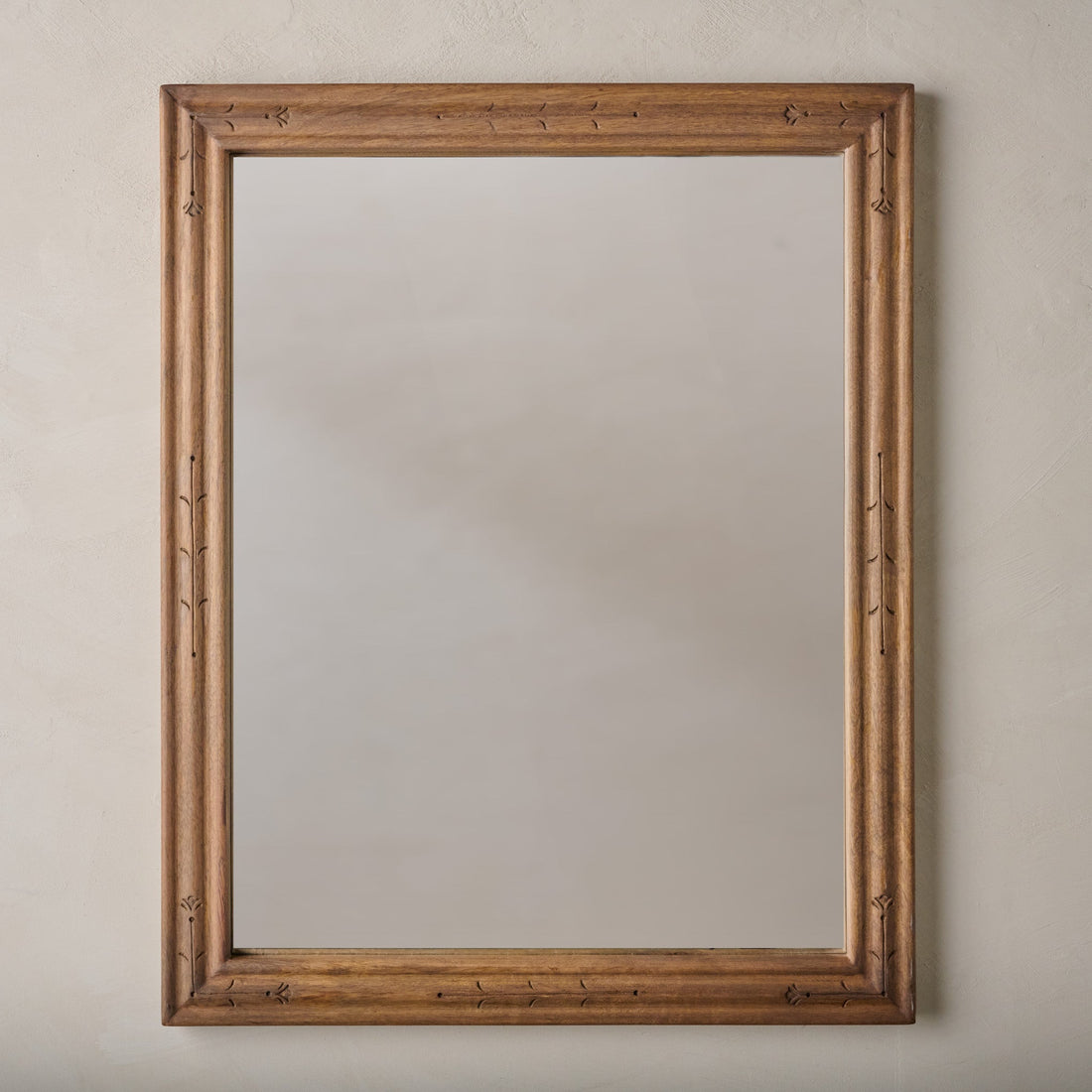 Tulip Etched Wood Framed Mirror