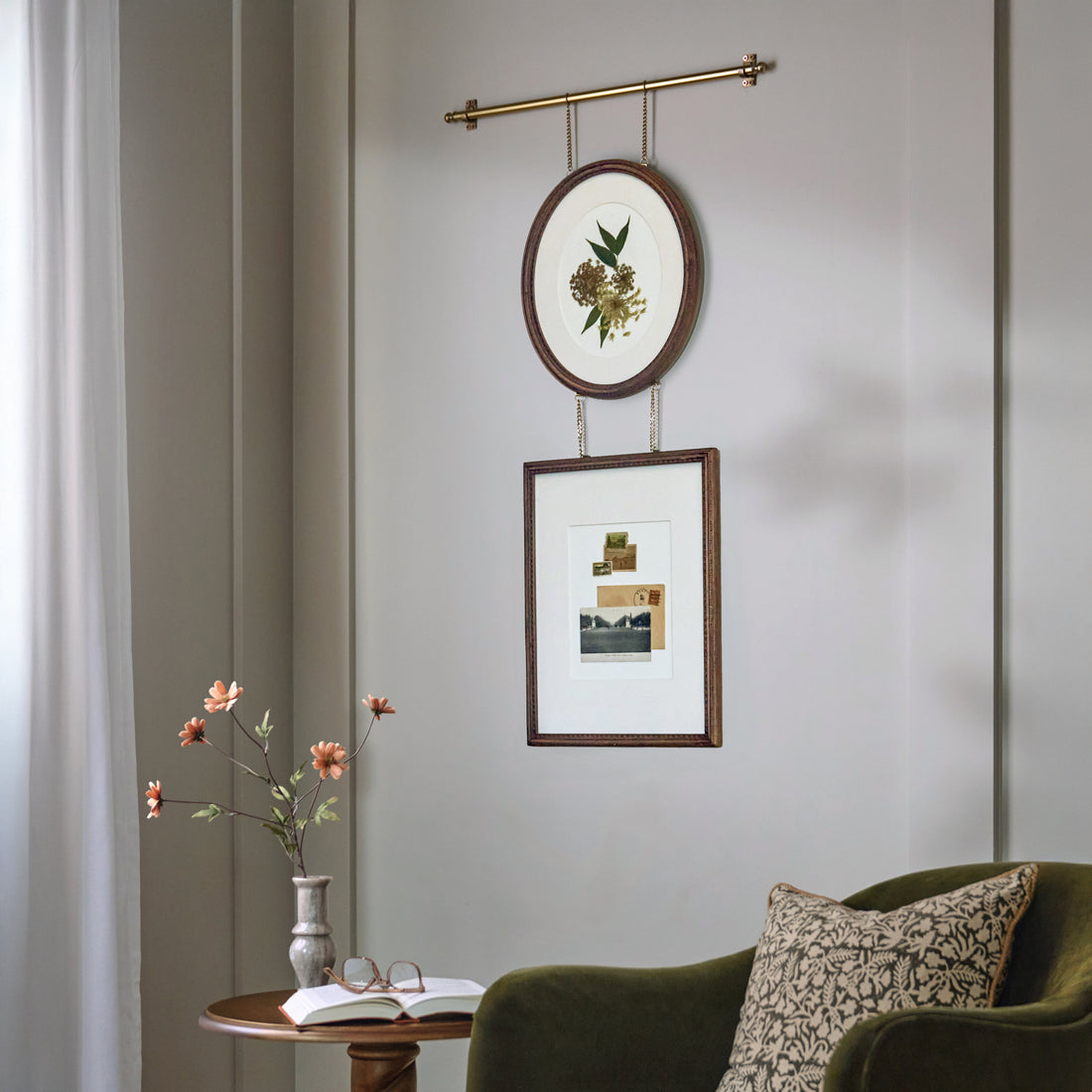 Colleen Wood and Brass Rail Multi Picture Frame