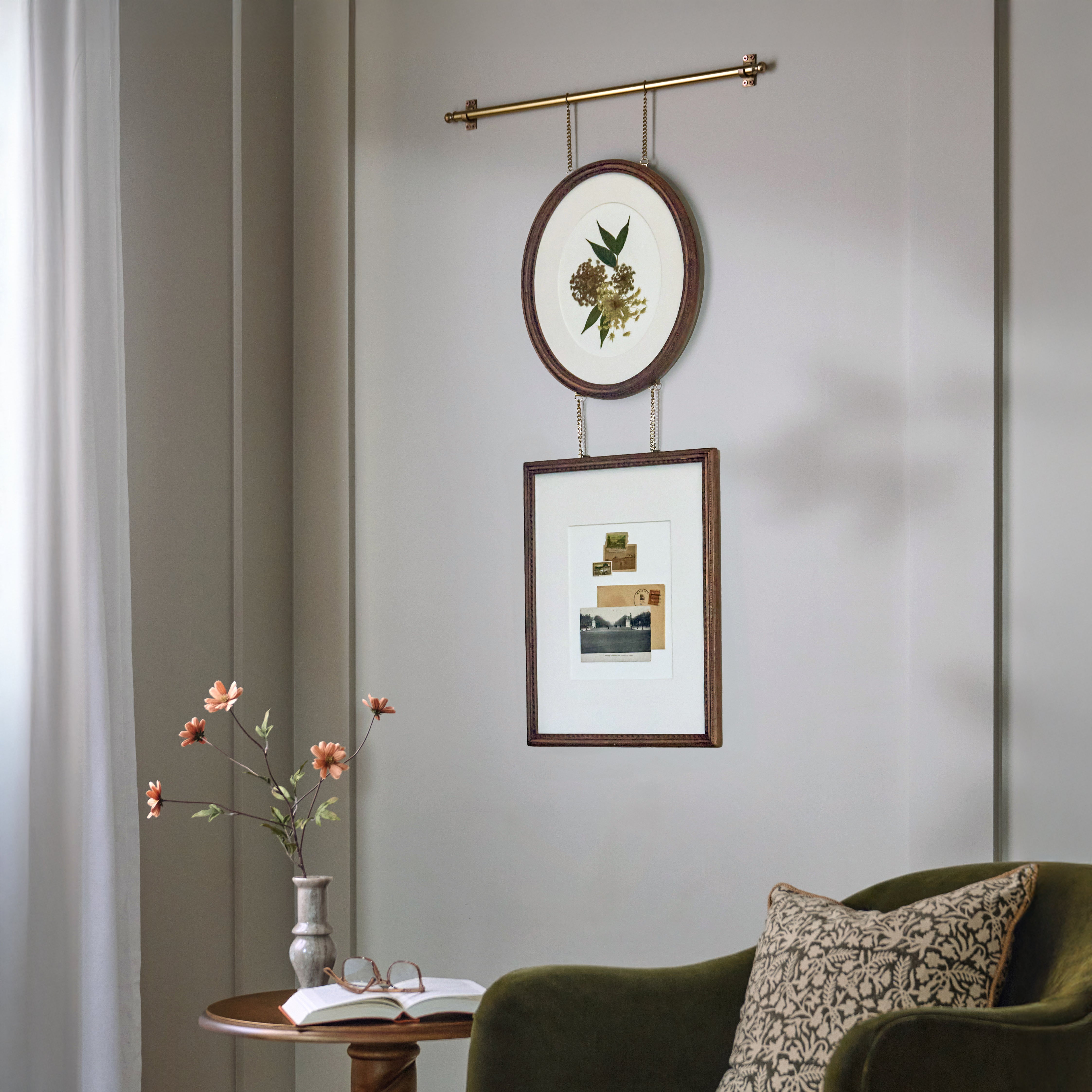 Colleen Wood and Brass Rail Multi Picture Frame