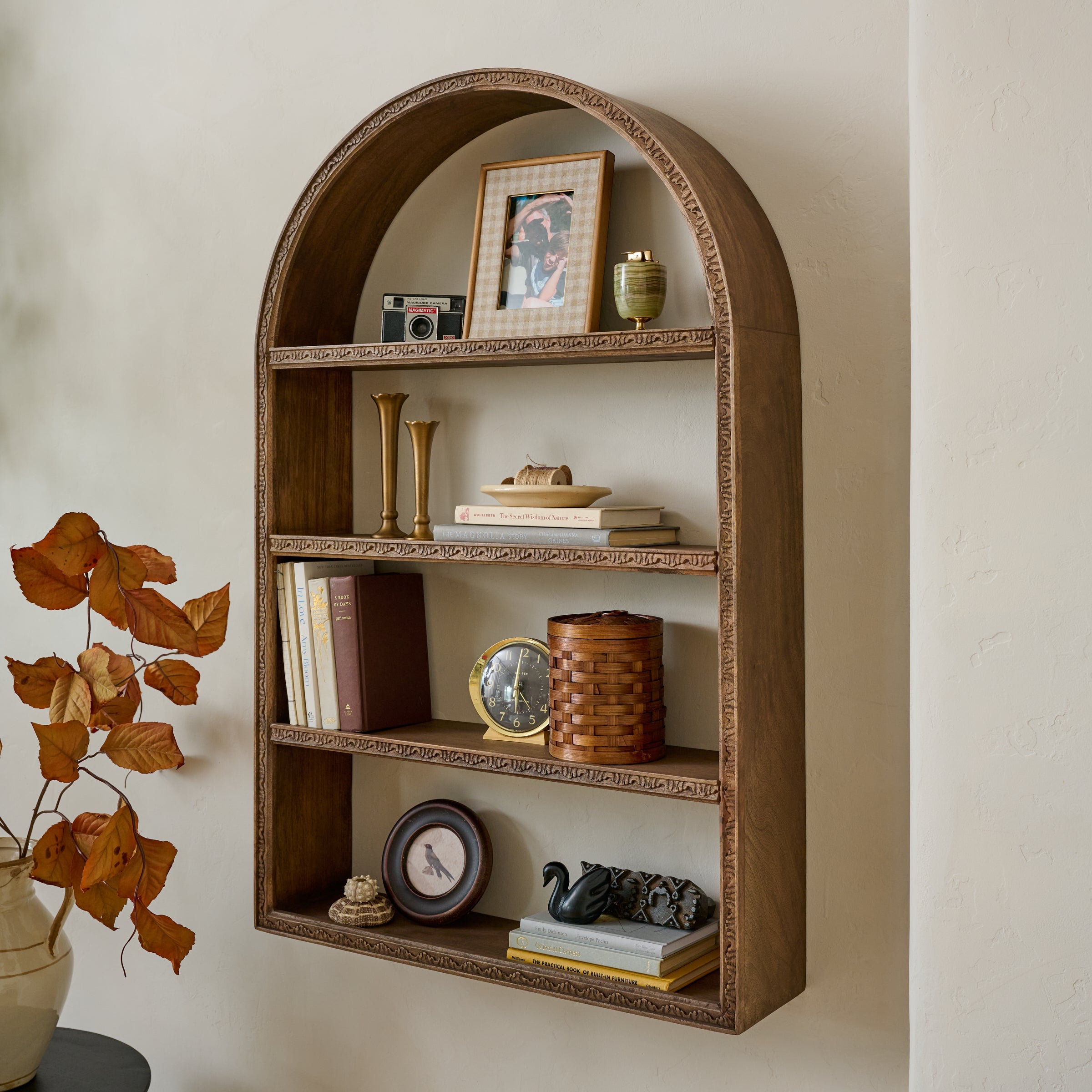 Hand Carved Wooden Archer Shelf