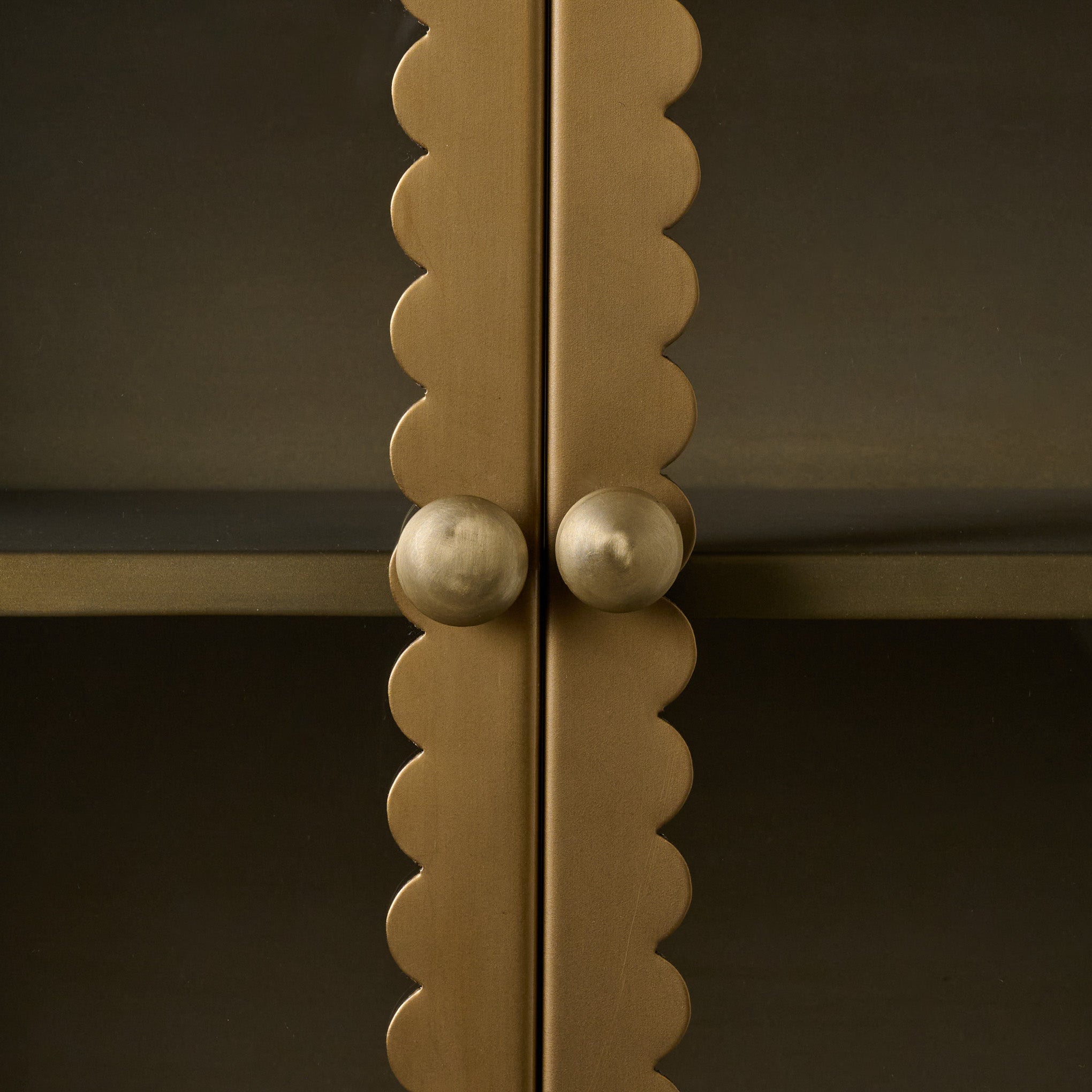 Dottie Brass Scalloped Display Cabinet