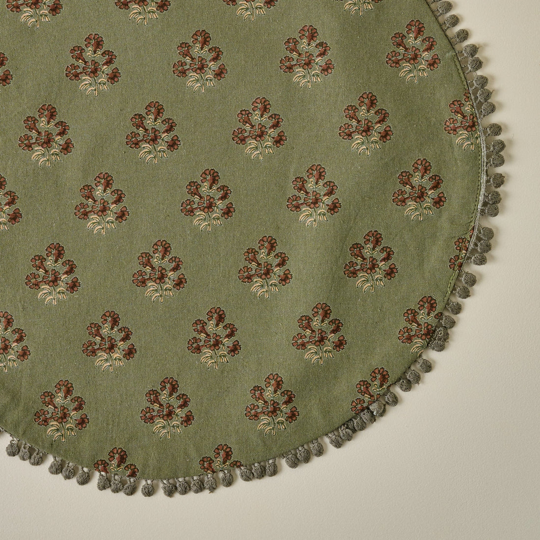 Magnolia Olive Green Block Printed Placemat Set of Four