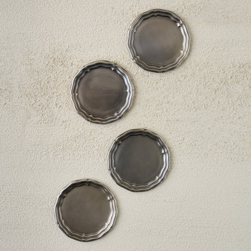 Vintage-Inspired Pewter Coaster Set