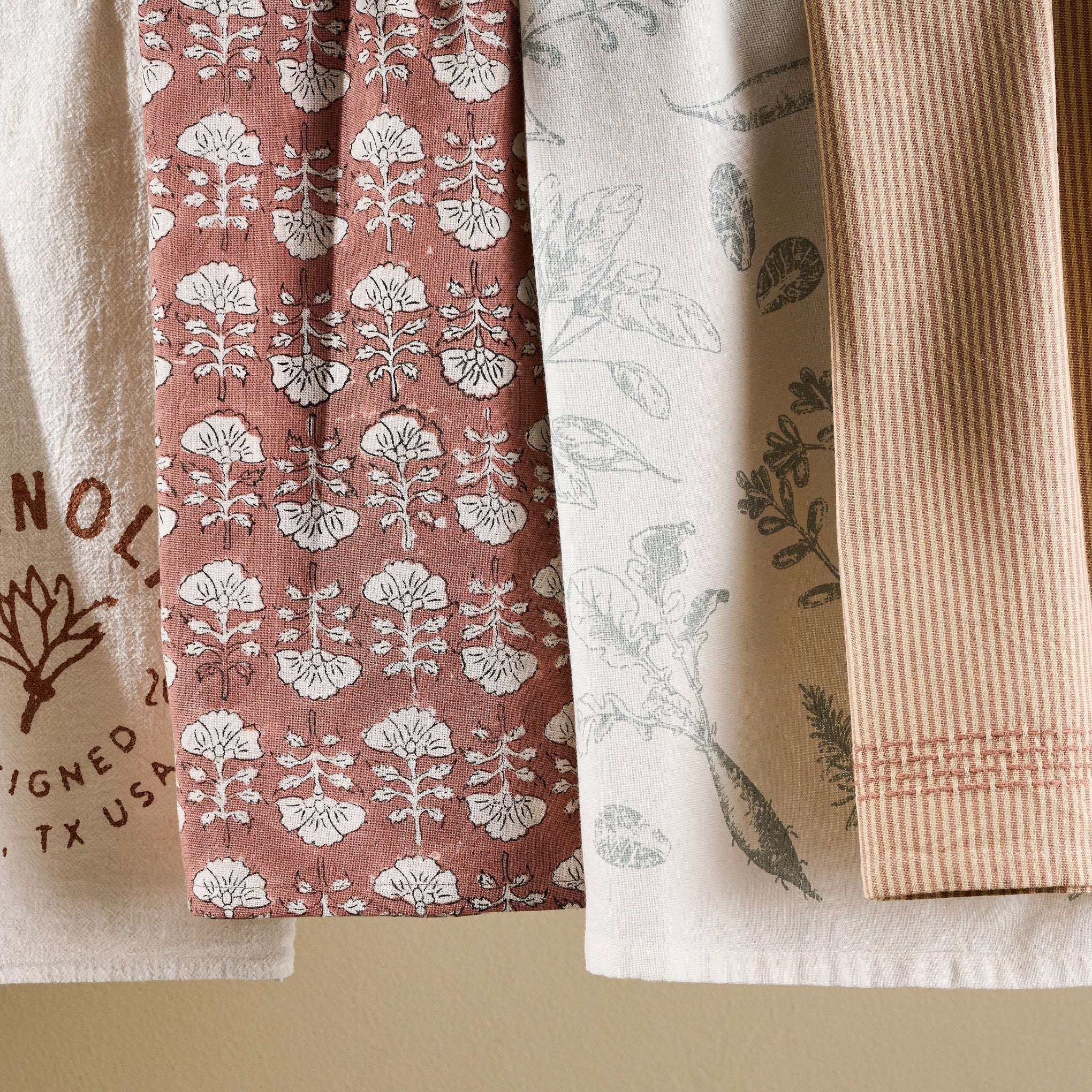 Flora Desert Clay Printed Tea Towel