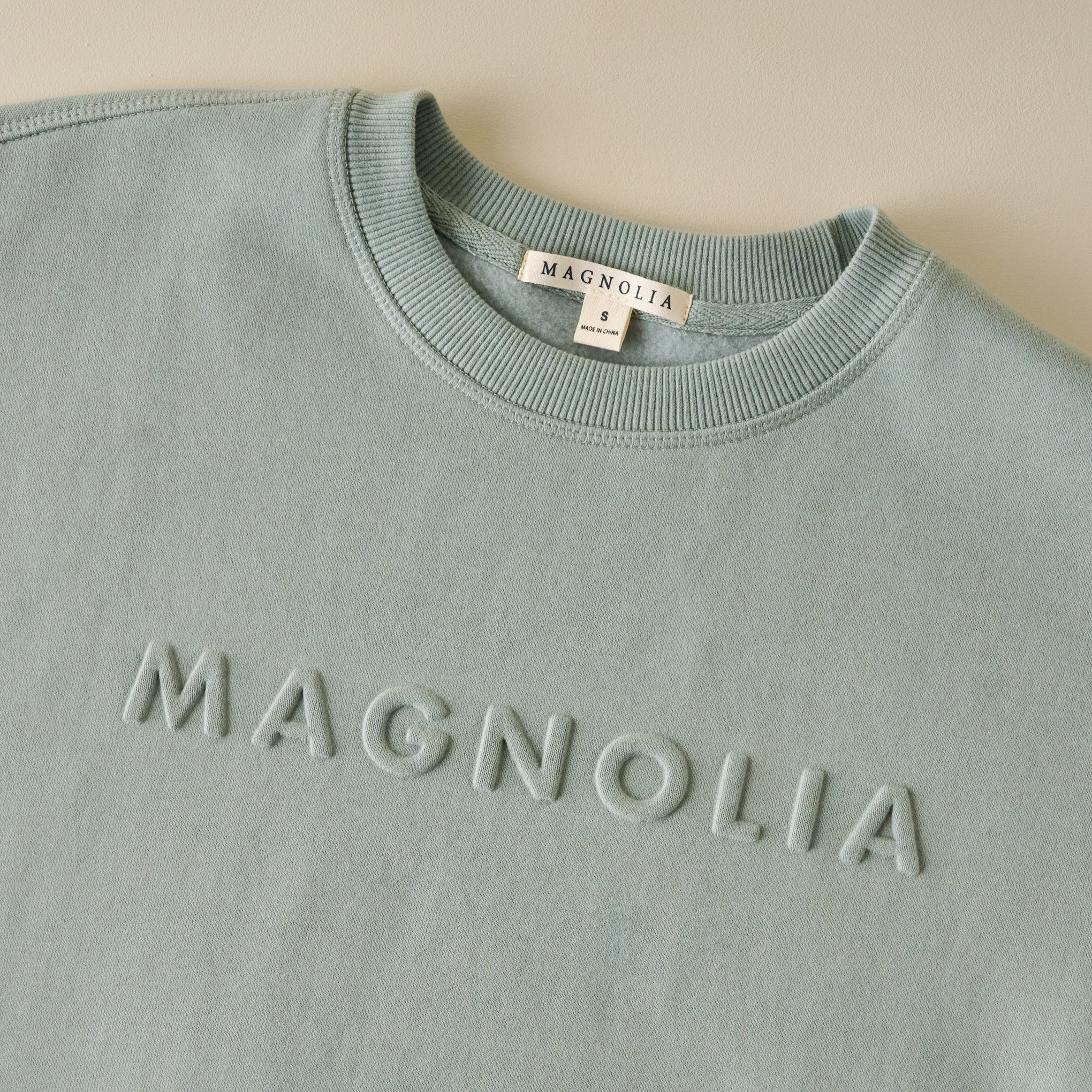 Magnolia Embossed Green Brushed Fleece Sweatshirt