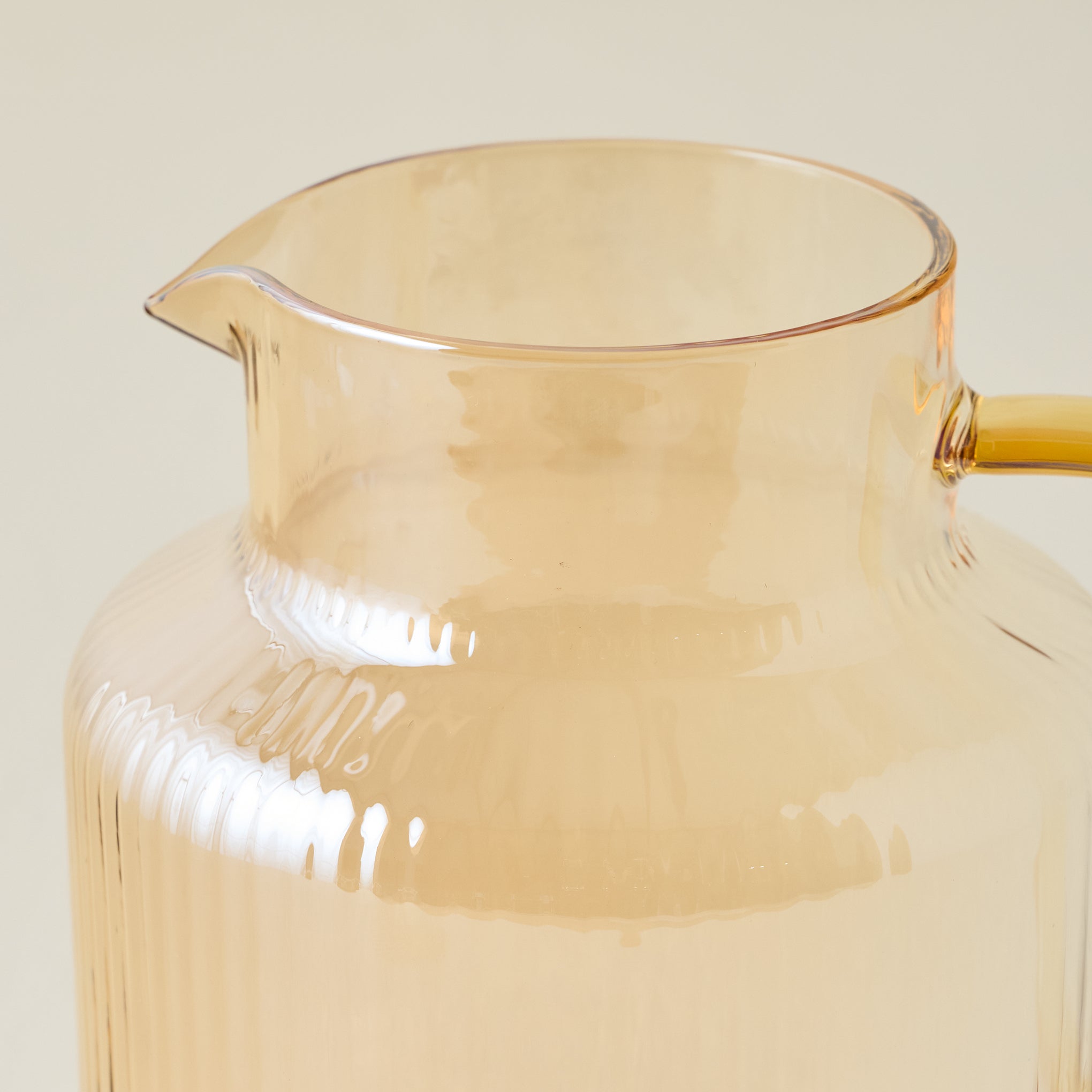 Peach Ribbed Glass Pitcher