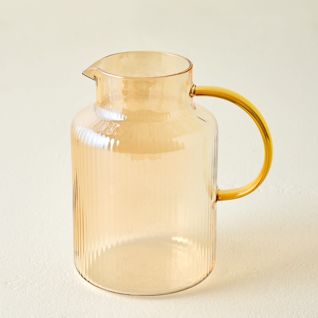 Peach Ribbed Glass Pitcher