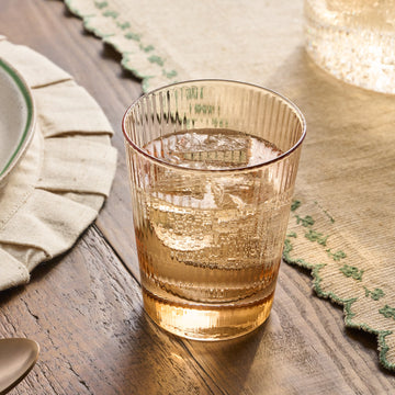 Peach Ribbed Glass Tumbler
