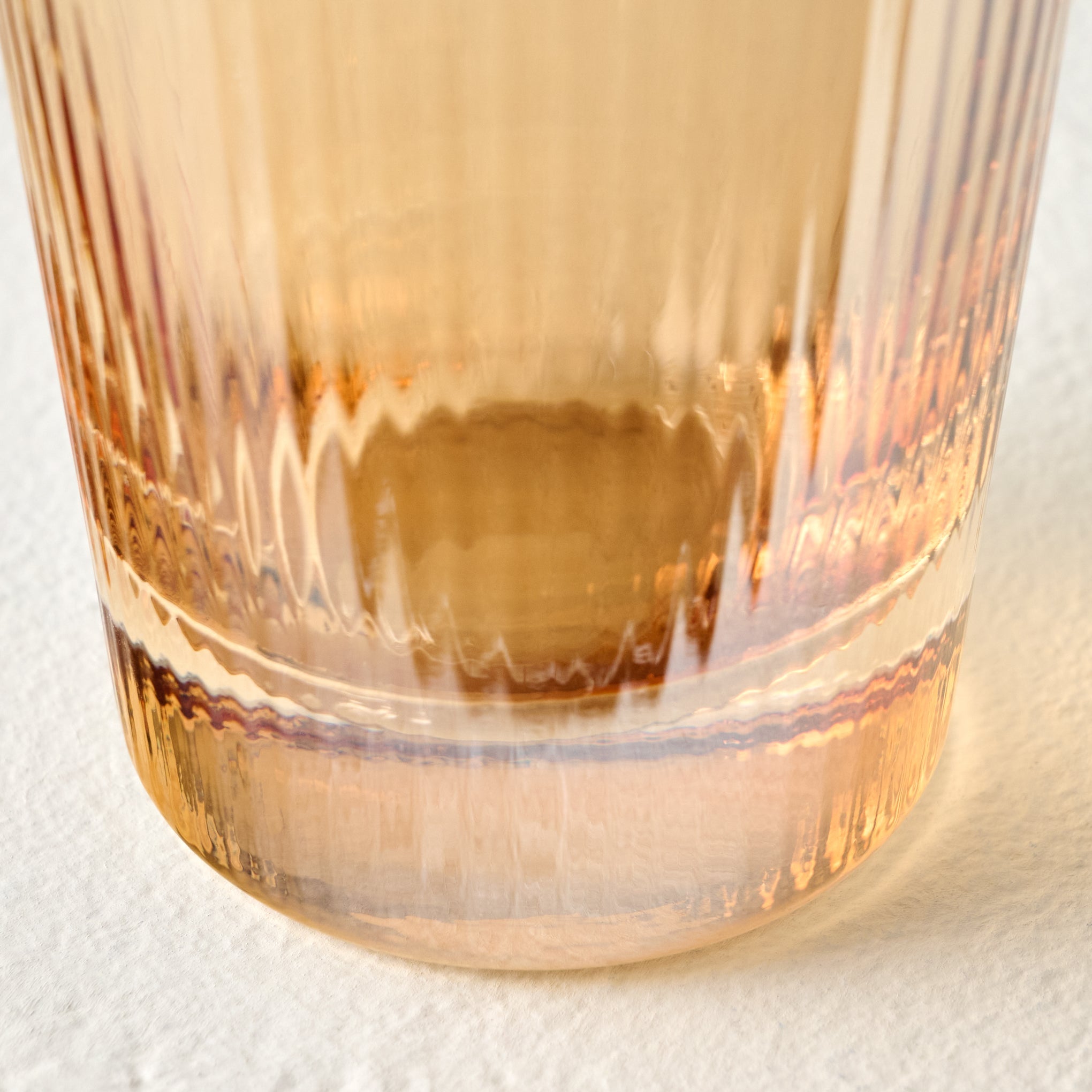 Peach Ribbed Glass Tumbler
