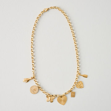 Stationary Brass Charm Necklace