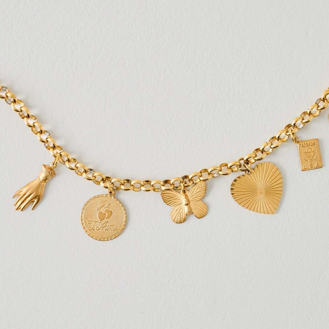 Stationary Brass Charm Necklace