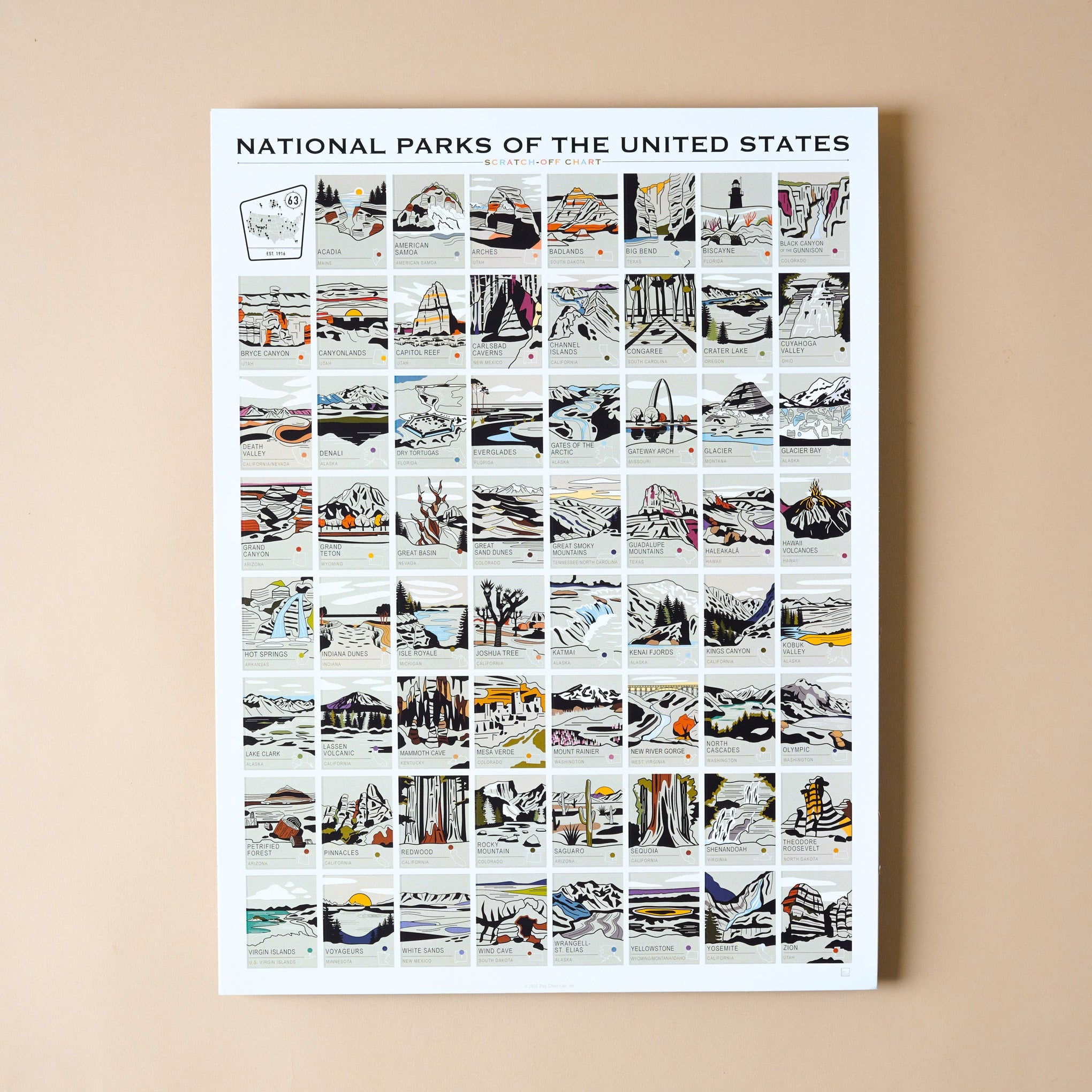 National Parks Scratch-Off Chart