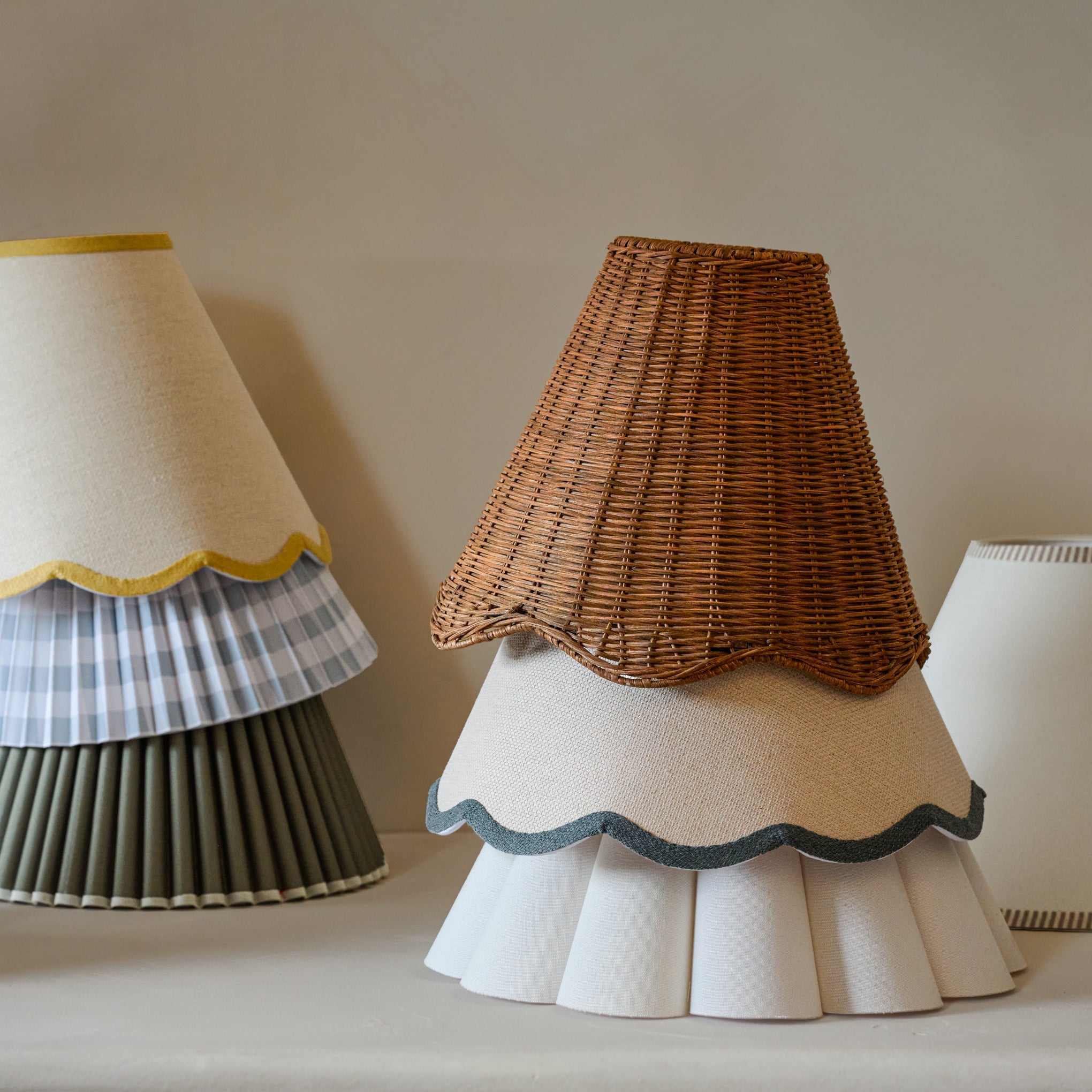Charcoal Wavy Trim Linen Shade