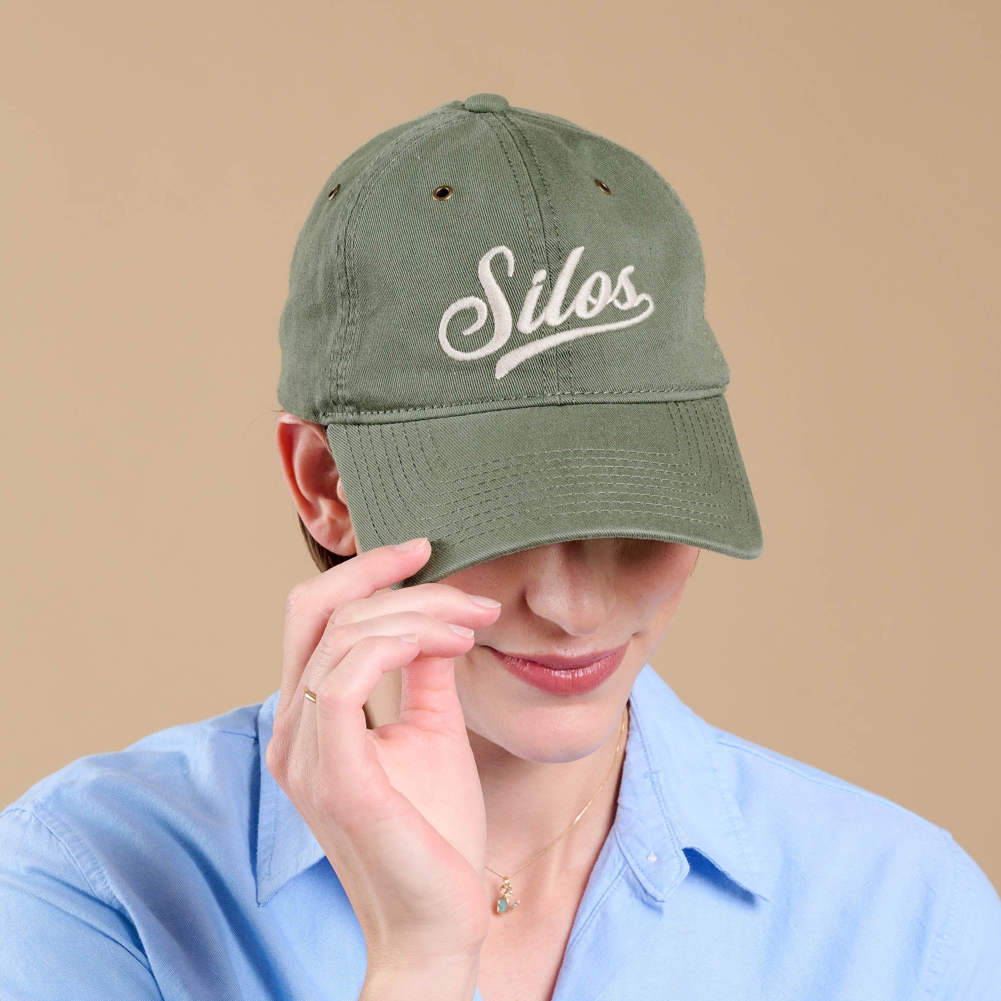 Silos Distressed Olive Baseball Hat