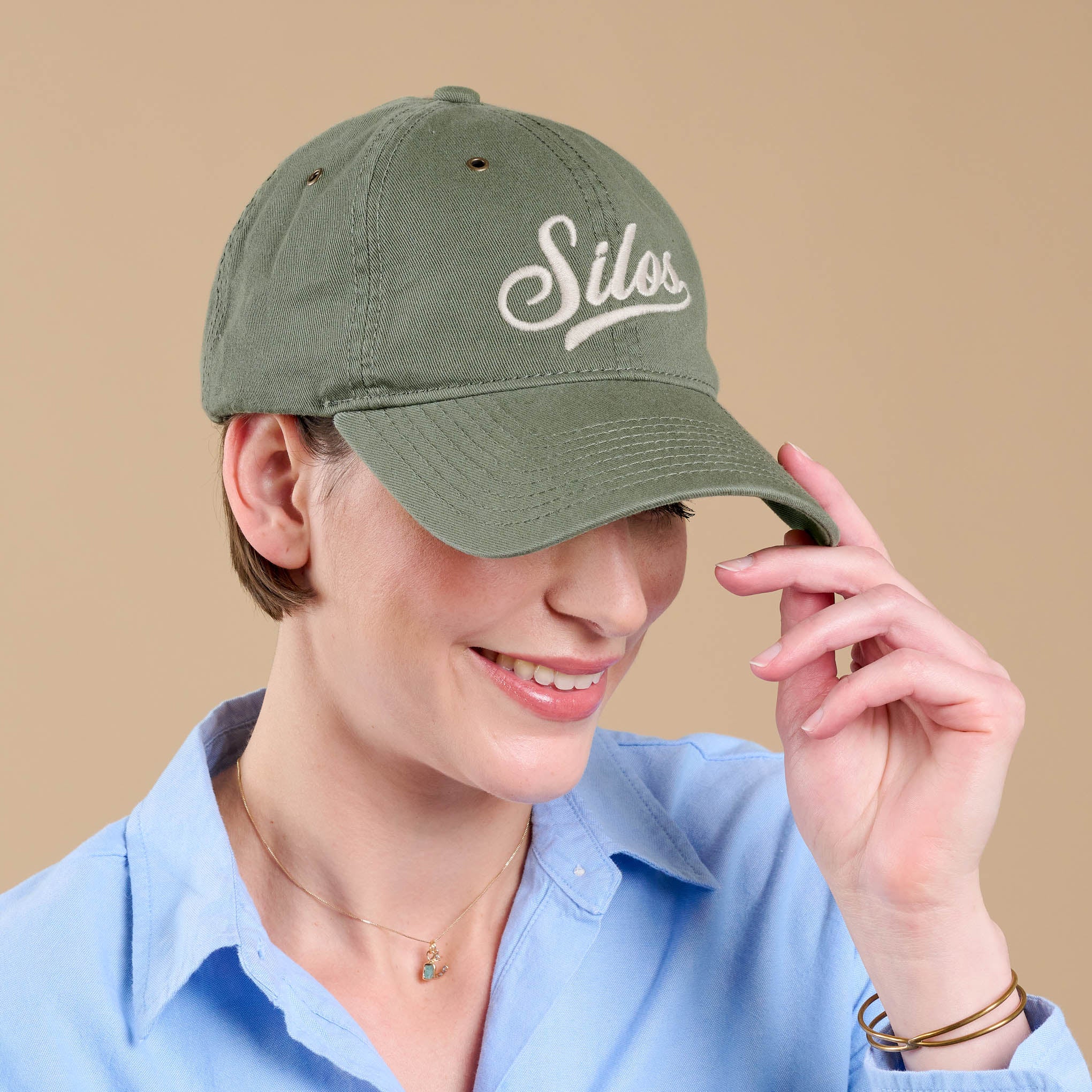Silos Distressed Olive Baseball Hat