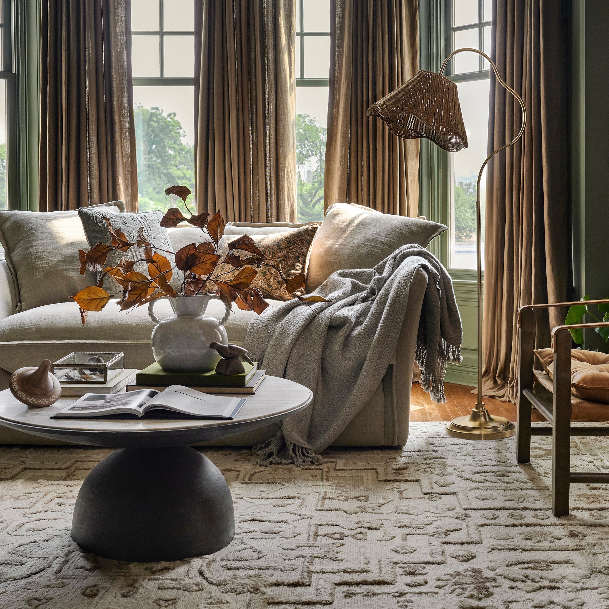 Lucinda Floor Lamp with Woven Shade