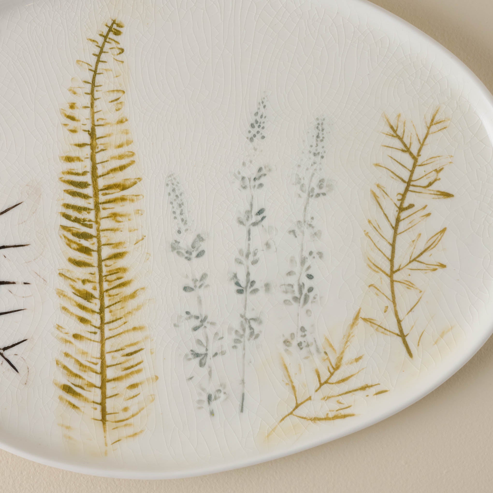 Pressed Floral Ceramic Platter
