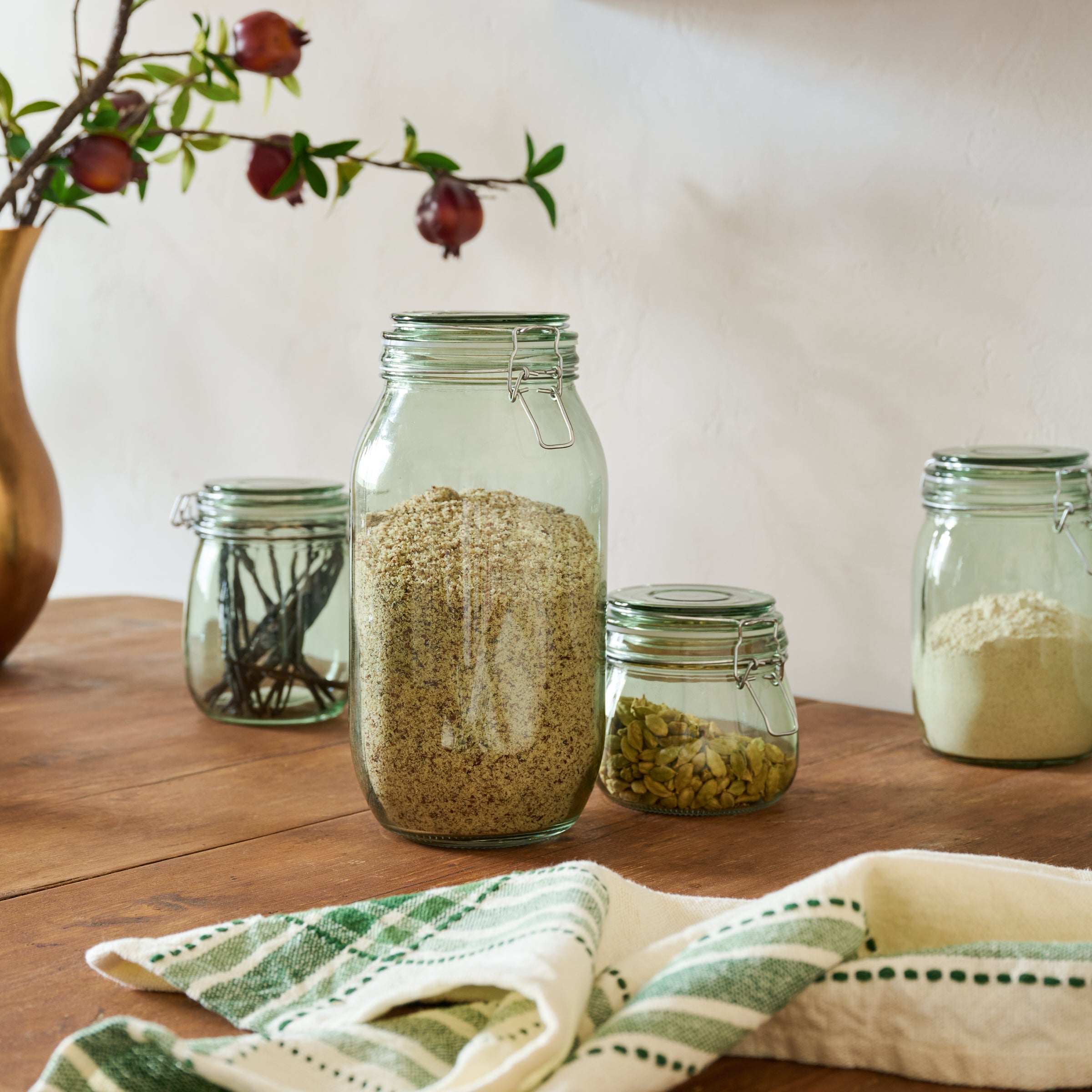 Magnolia Green Glass Storage Jar