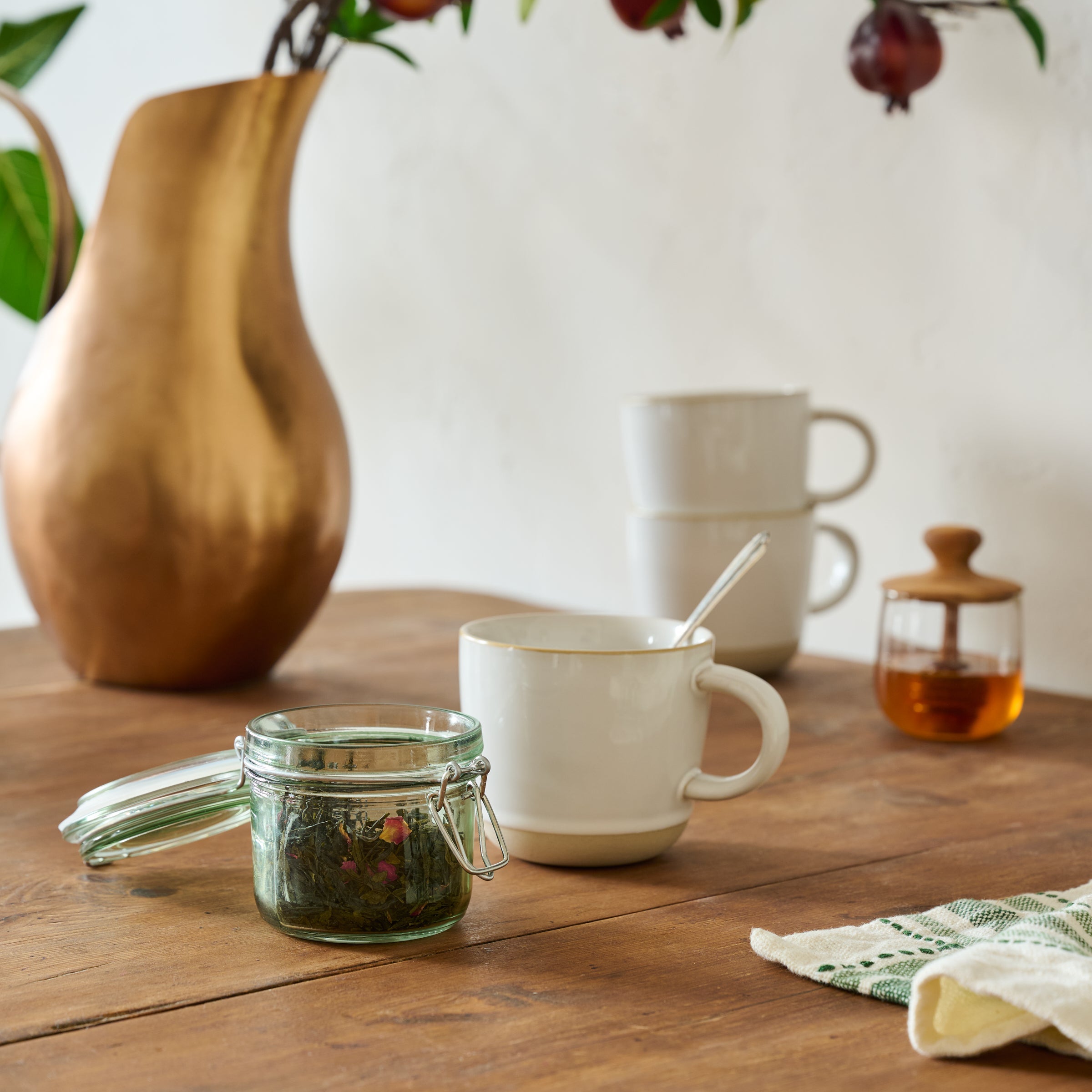 Magnolia Green Glass Storage Jar