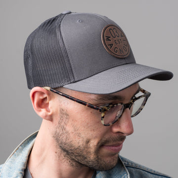 Magnolia Leather Patch Charcoal Mesh Hat