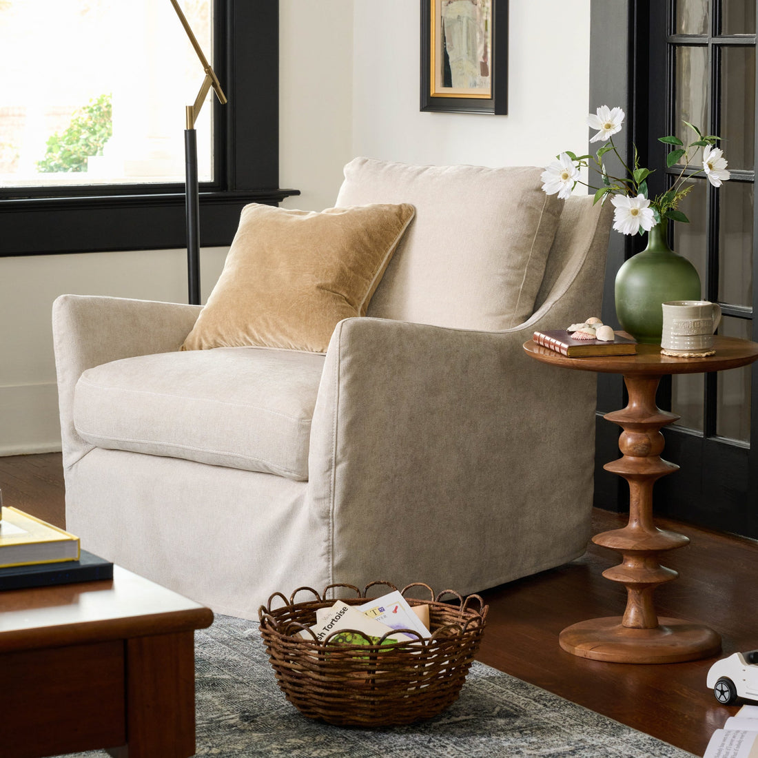 Sabine Slipcover Swivel Chair
